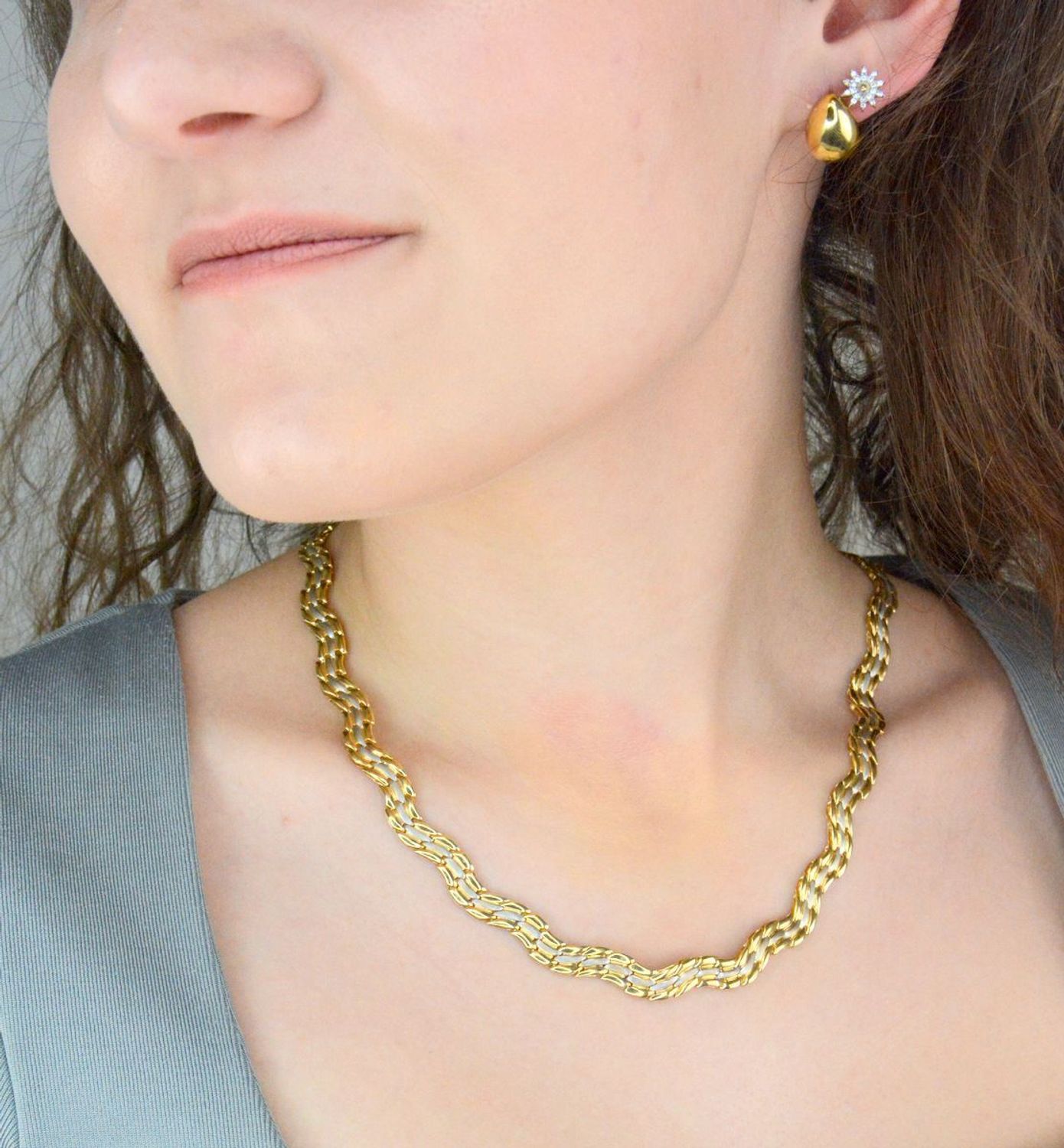 Złota Kolia damska 585 z białym złotem rozmiar 45. Złota Kolia damska 585 z białym złotem to złoty naszyjnik damski który będzie pięknie prezentował się na kobiecie o wysmakowanym guście. Idealny prosty wzór kolii 1.jpg